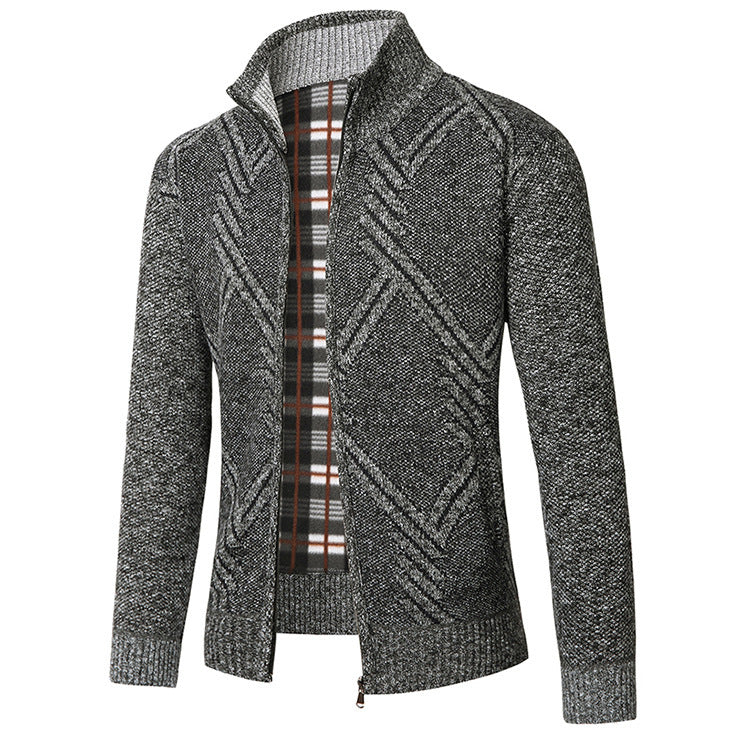 Fashion Men's Sweater Stand Collar Zipper Cardigan Outerwear