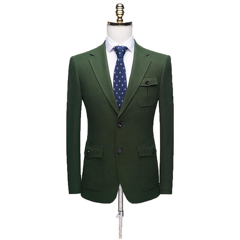 Green Velvet Business Casual Suit Men