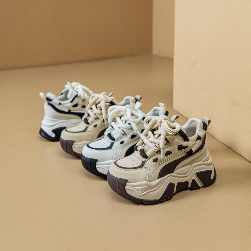 Thick Bottom Heightened Daddy Shoes Women Autumn And Winter New Color Matching Casual Sports
