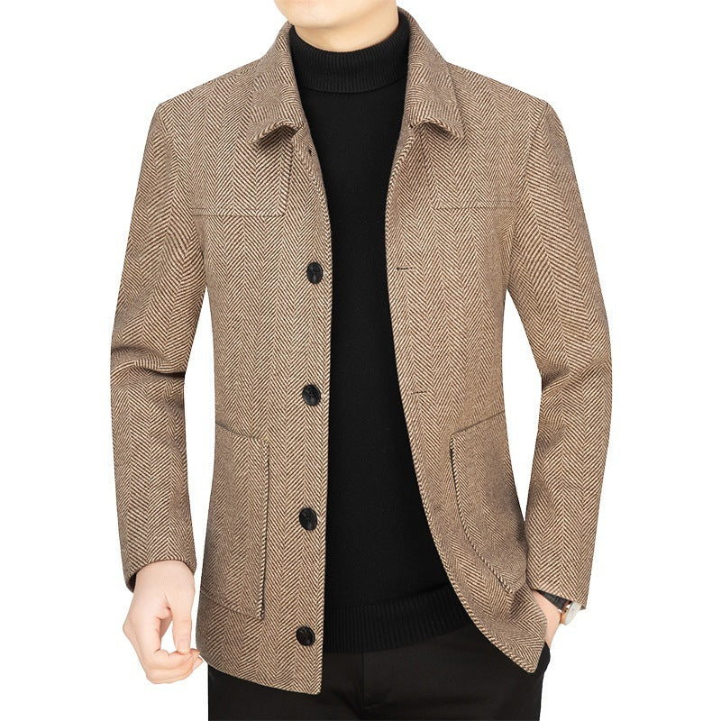Men's Lapel Woolen Jacket Business Casual Jacket