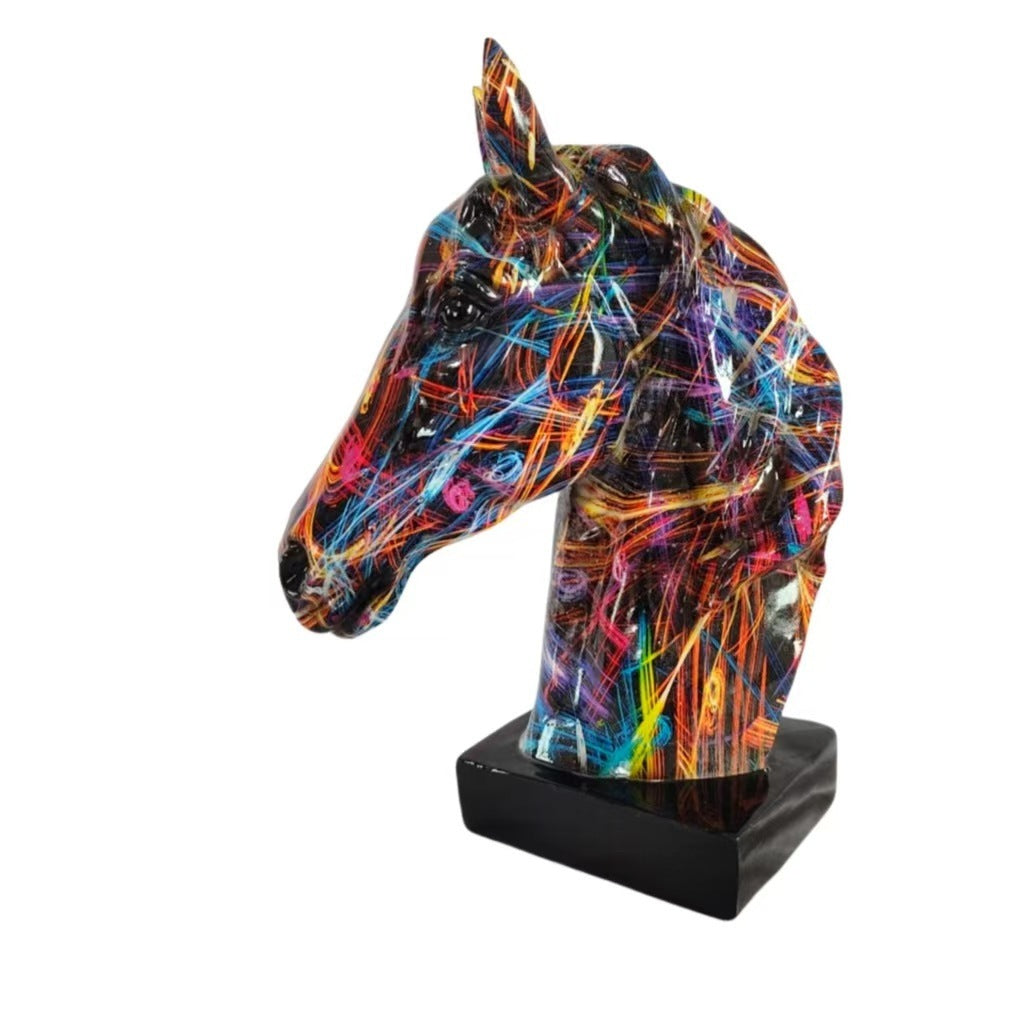 Colorful Colorful Graffiti Horse Head Home Decoration