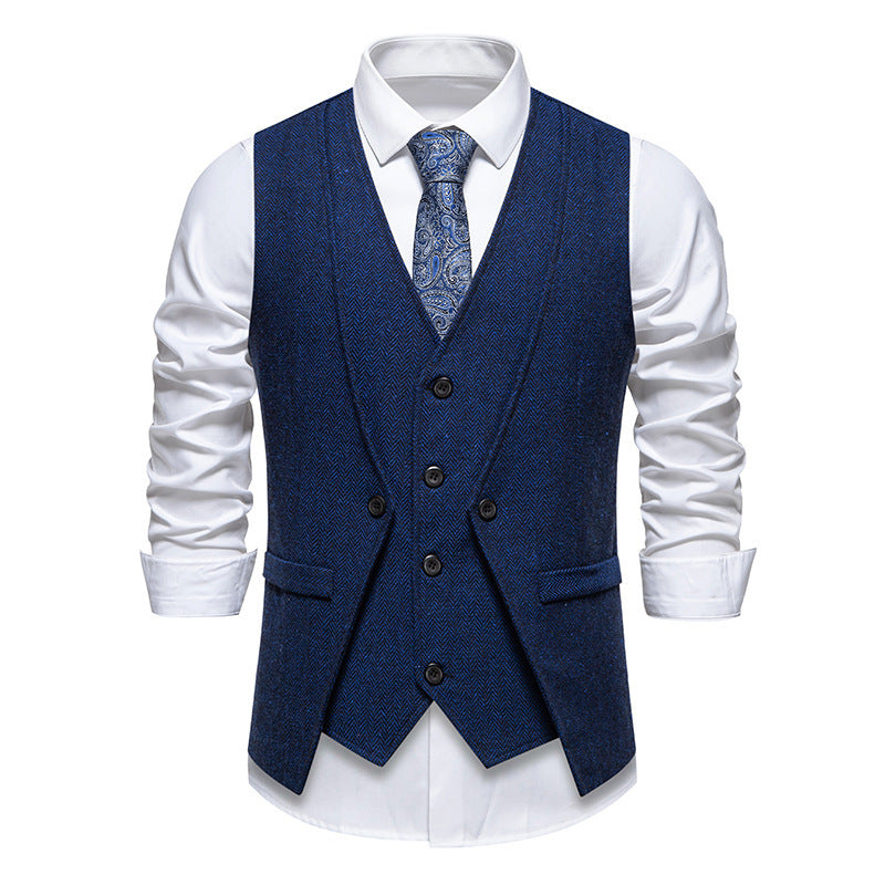 European And American Style Retro Vest Man Host Formal Dress Fake Two-pieces Coats