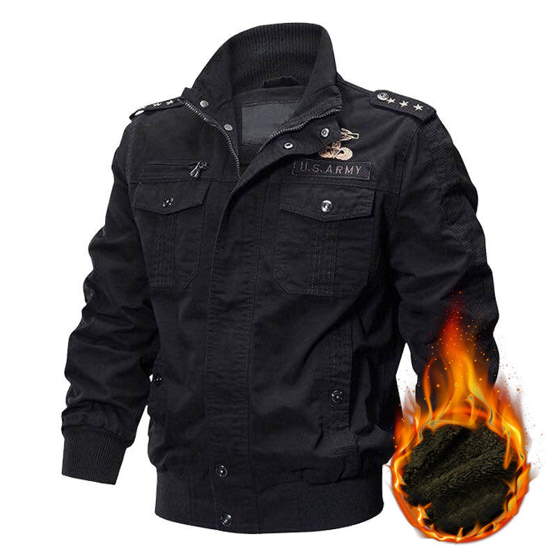 Air Force pilot jacket with washed and embroidered work clothes