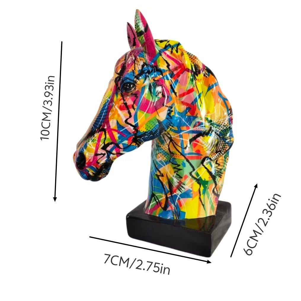 Colorful Colorful Graffiti Horse Head Home Decoration