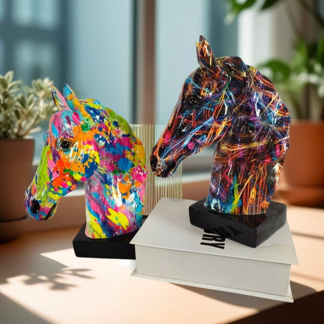Colorful Colorful Graffiti Horse Head Home Decoration