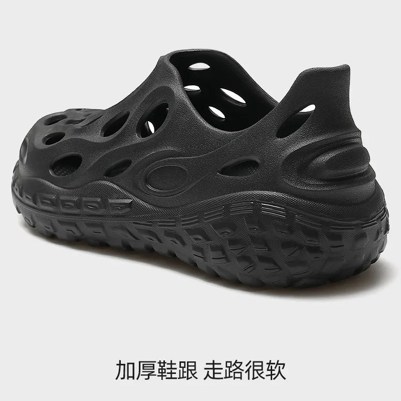 Beach shoes outer wear hollow tire sole men's large size sandals drag summer sports and leisure eva fashion hole shoes