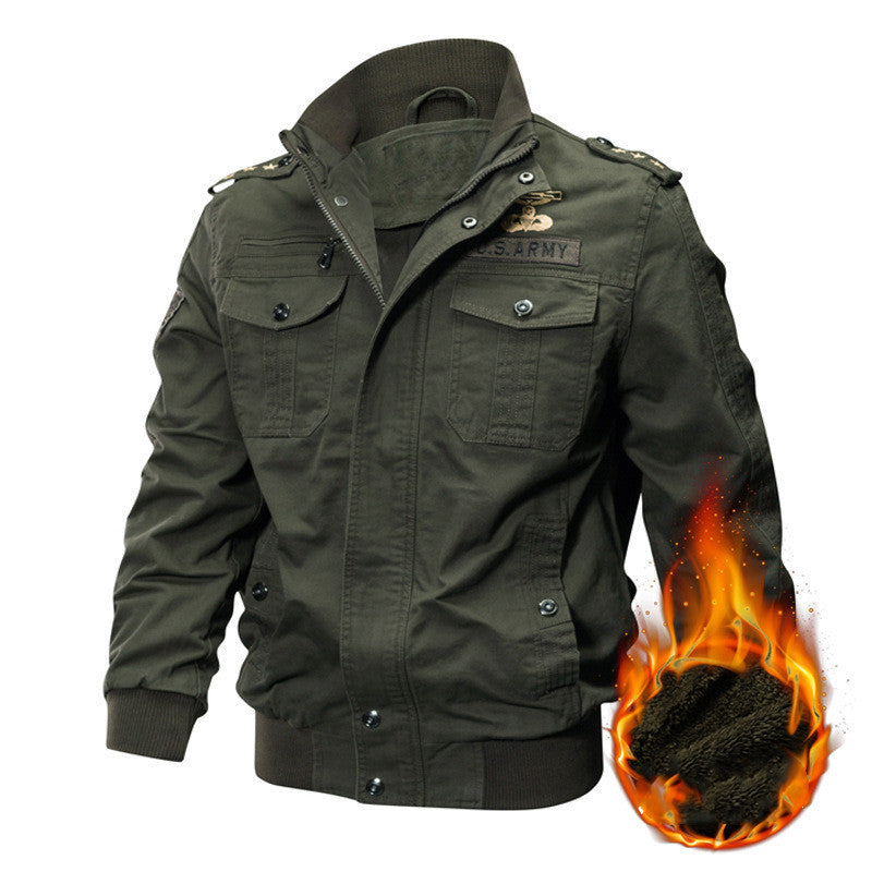 Air Force pilot jacket with washed and embroidered work clothes