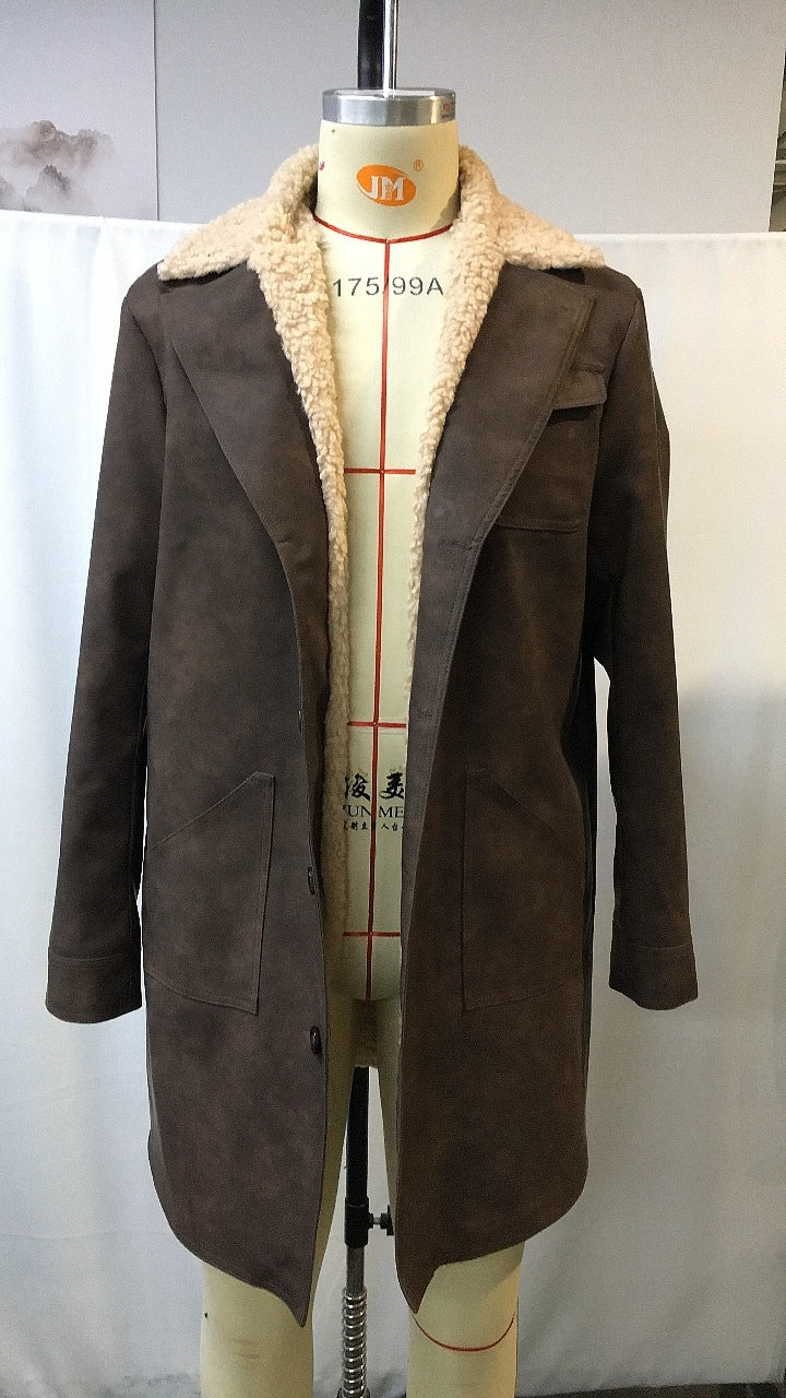 Men's Vintage Dark Brown Suede Jacket Casual Coat