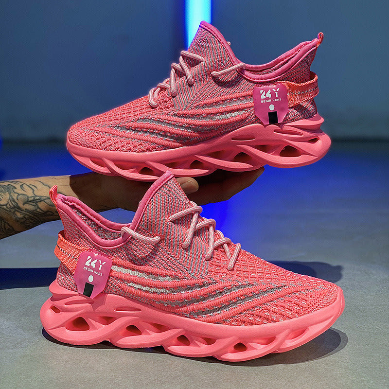 Flyknit Breathable Casual Sneaker Men's Mesh Surface Platform Running Shoes