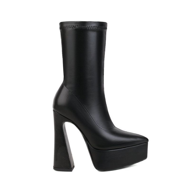 Women's Thick Heel Super High Heel Platform Booties