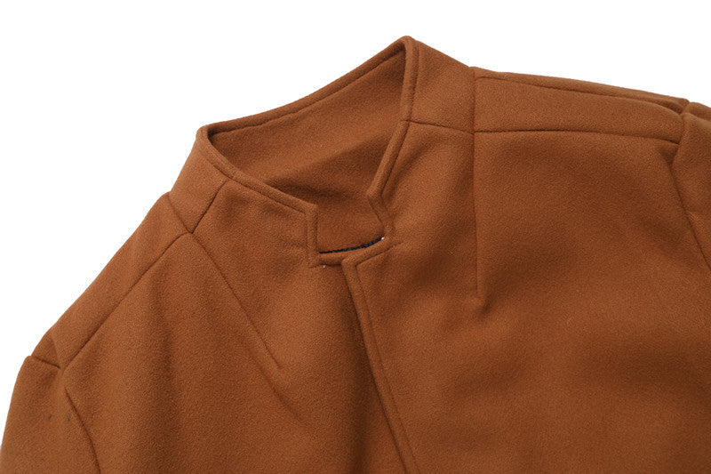 A Solid-color, Form-fitting Woolen Coat For Middle-aged And Young Men In Autumn