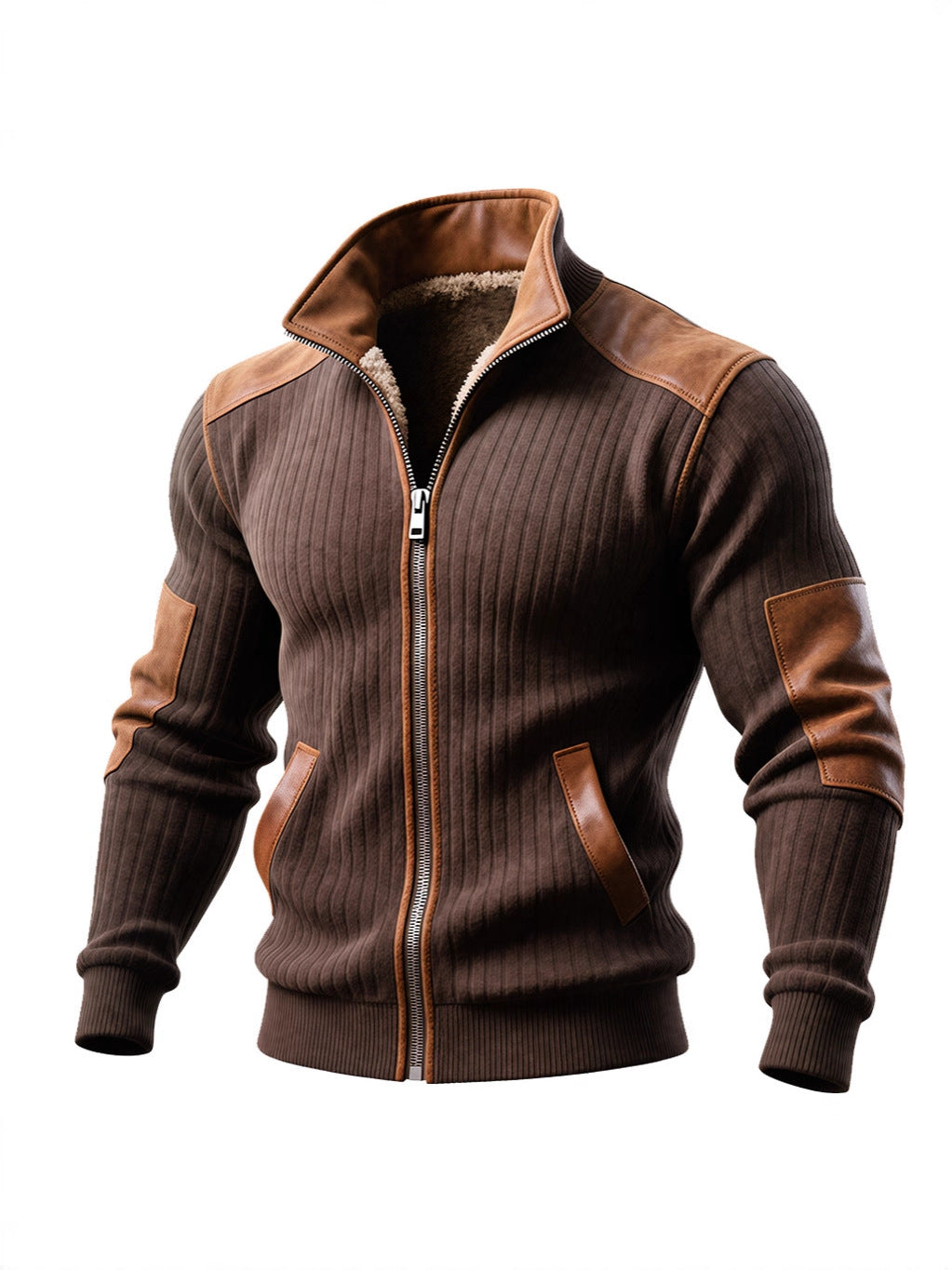 Men's Clothing Velvet Stand Collar Casual Sweatshirt