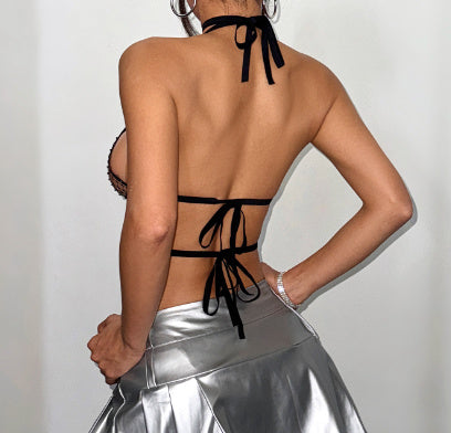 Camisole Fishnet Rhinestone Elastic Bandage Top Vest