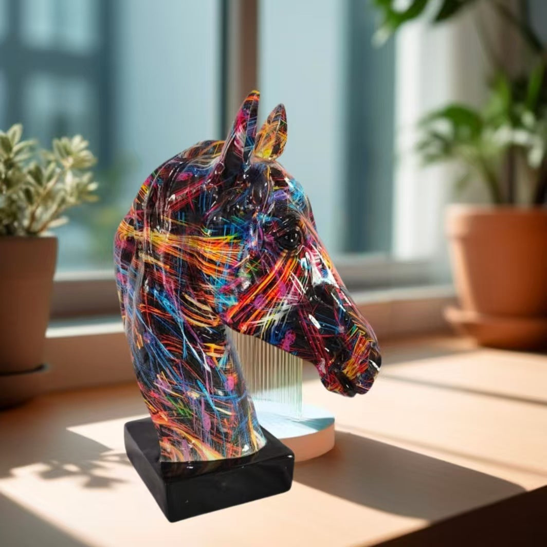 Colorful Colorful Graffiti Horse Head Home Decoration
