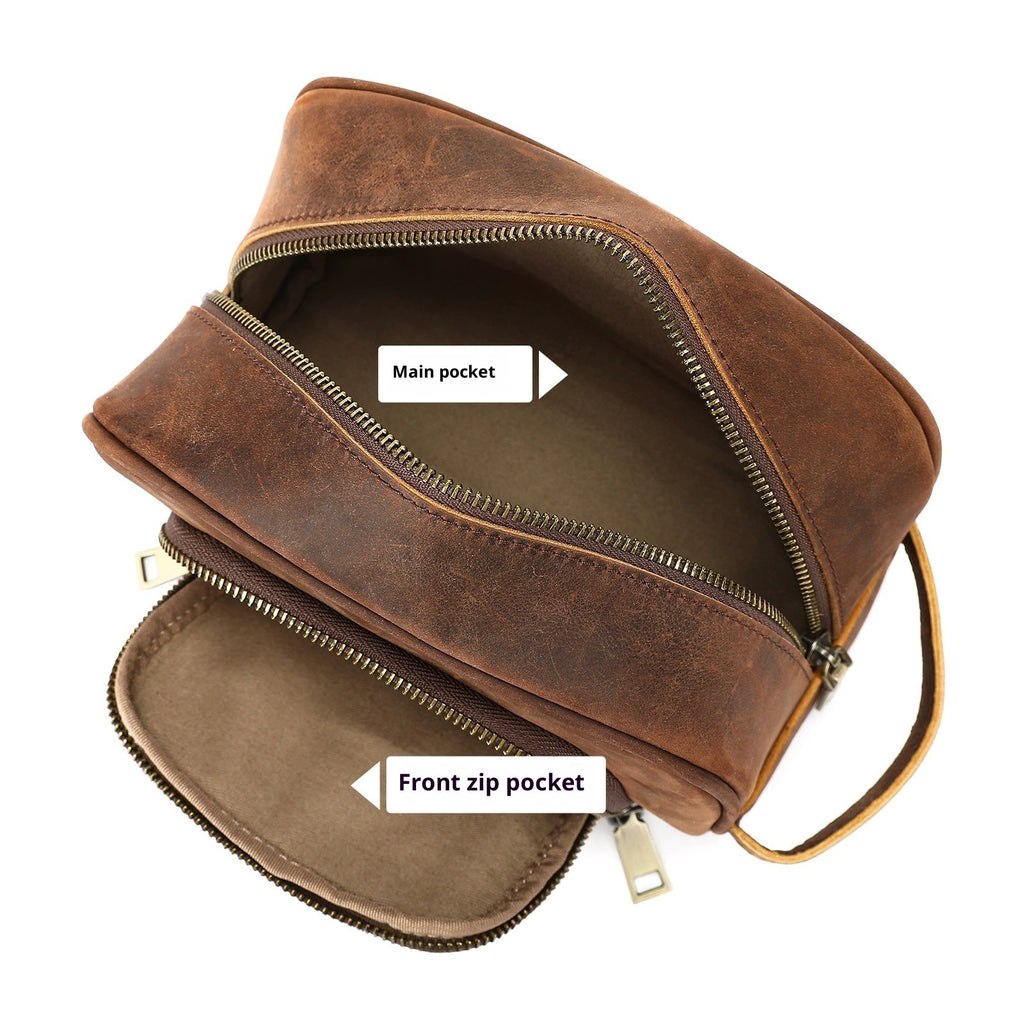 Crazy Horse Leather Retro Neutral Multifunctional Handbag