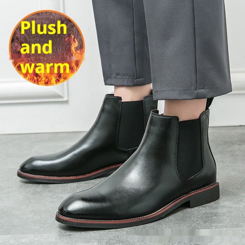 Autumn And Winter Fleece-lined Men's Plus Size Fashion Short Boots