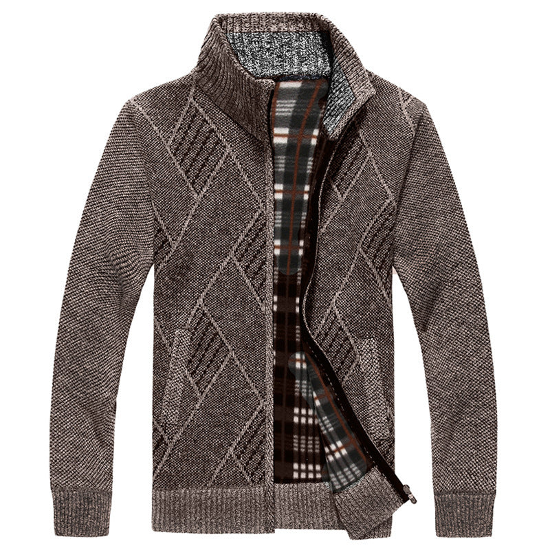 Fashion Men's Sweater Stand Collar Zipper Cardigan Outerwear