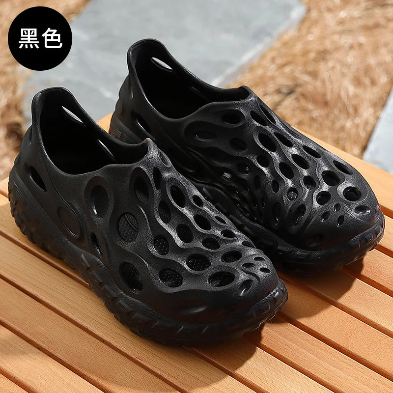 Beach shoes outer wear hollow tire sole men's large size sandals drag summer sports and leisure eva fashion hole shoes