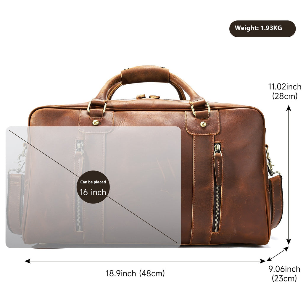 Retro Short-distance Travel Bag Genuine Leather Men