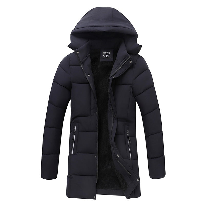 Men's Thick Mid-length Hooded Cotton Jacket