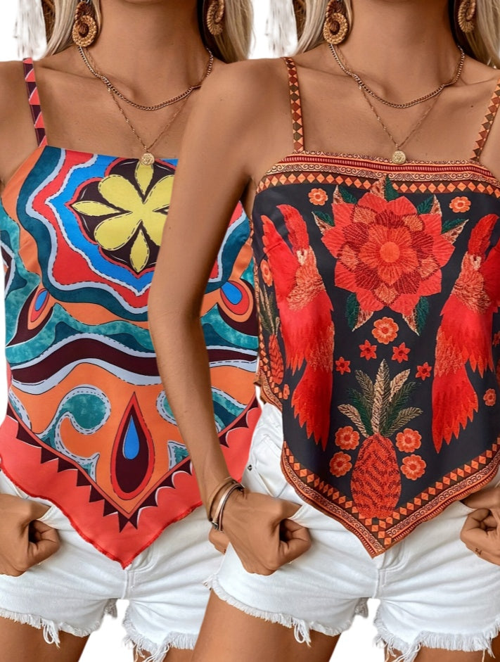 2pcs Printed Green Plant Positioning Vest