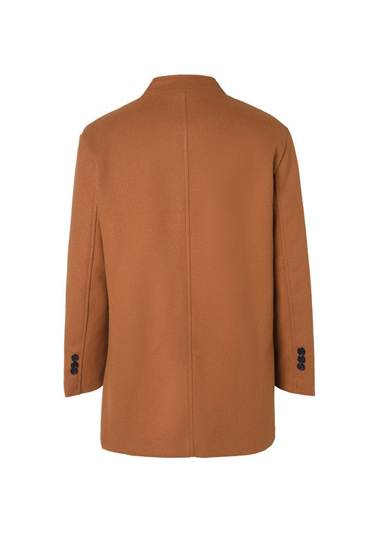 A Solid-color, Form-fitting Woolen Coat For Middle-aged And Young Men In Autumn