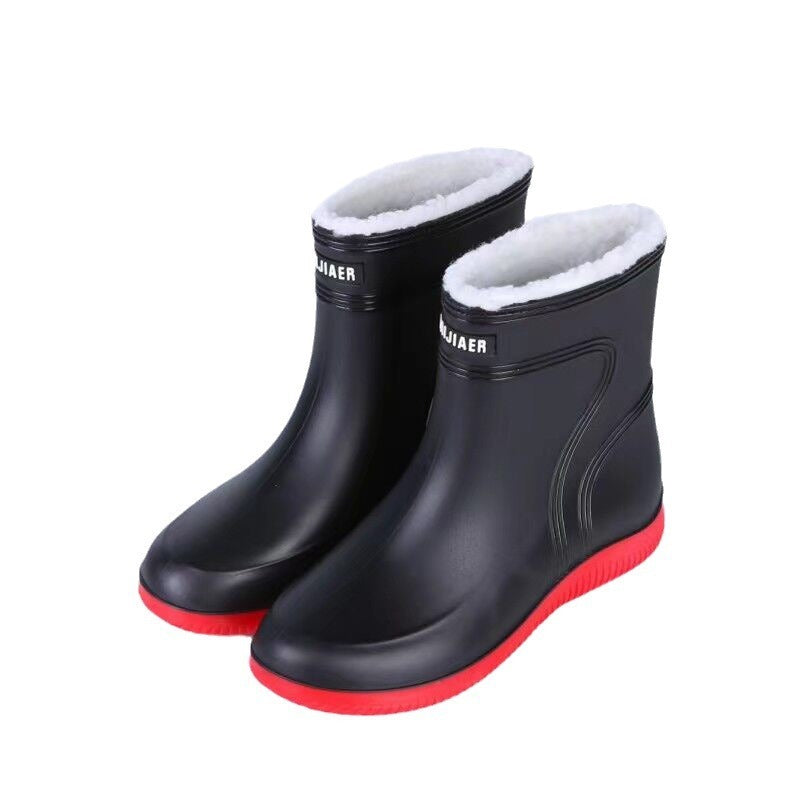 Cotton-padded Warm-keeping Fixed Velvet Rain Boots For Men And Women