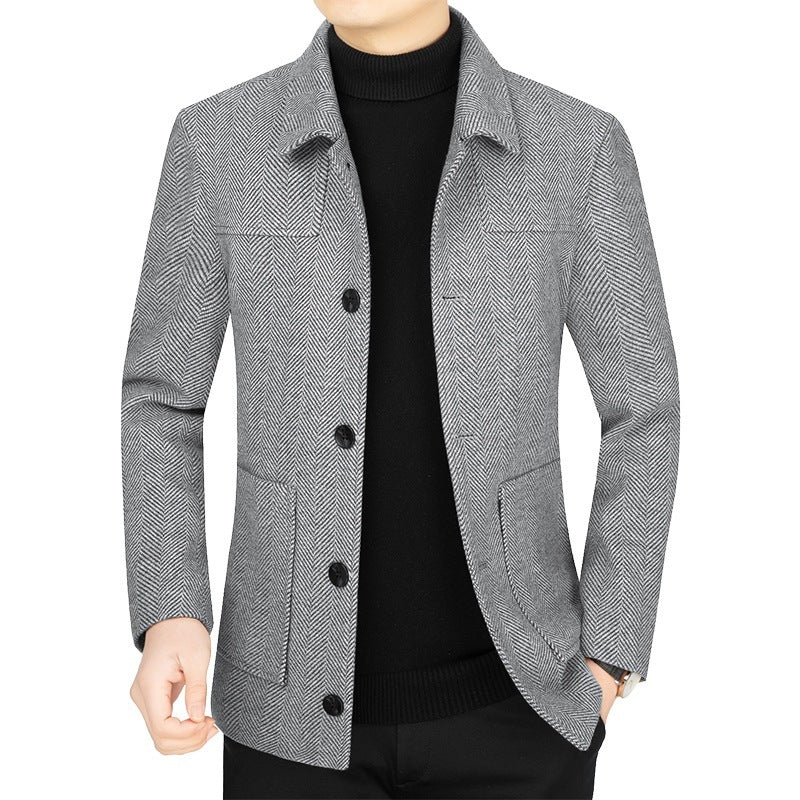 Men's Lapel Woolen Jacket Business Casual Jacket