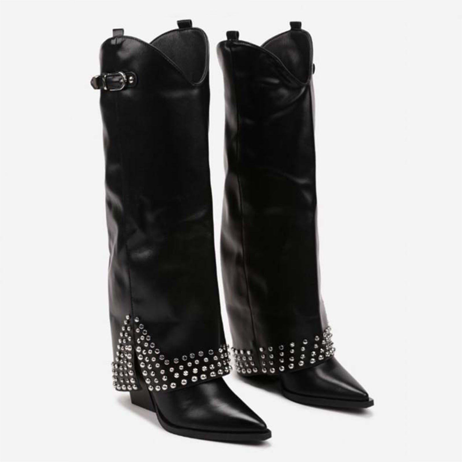 Women's Frosted Rivet Pantyhose Boots
