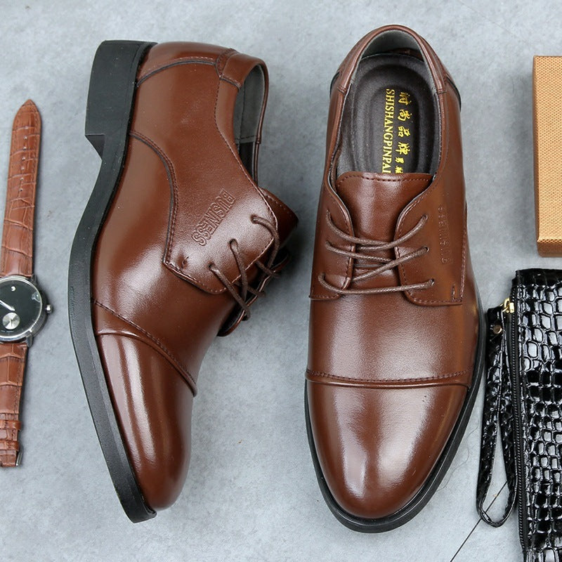 Men's Shoes Plus Size Business Formal Wear Leather Shoes Breathable Lace Up