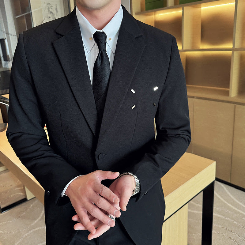 Slim-fit Thin One Button Casual Suit Jacket Men's Two-piece Suit