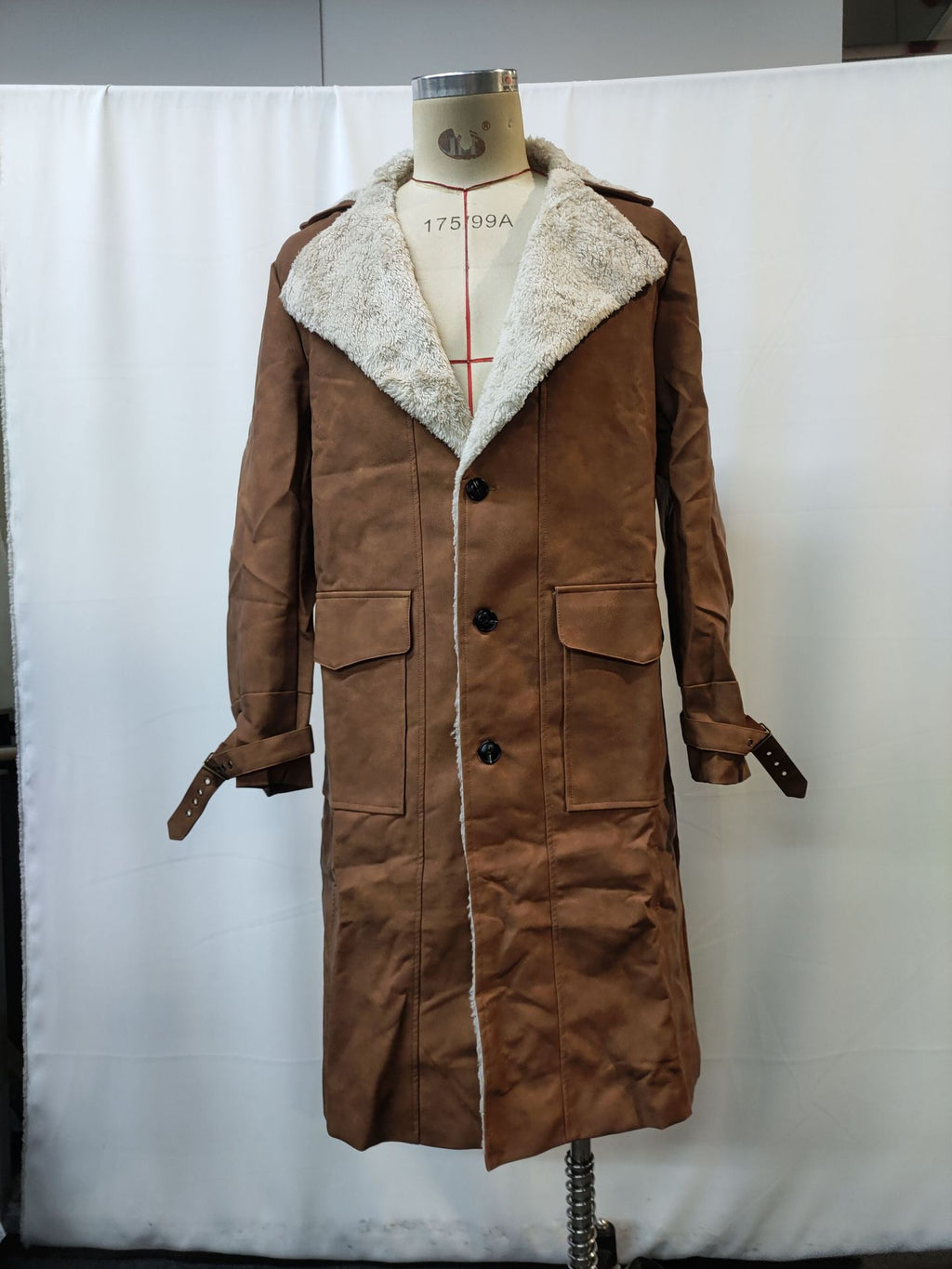 Men's Retro Brown Suede Long Coat Jacket