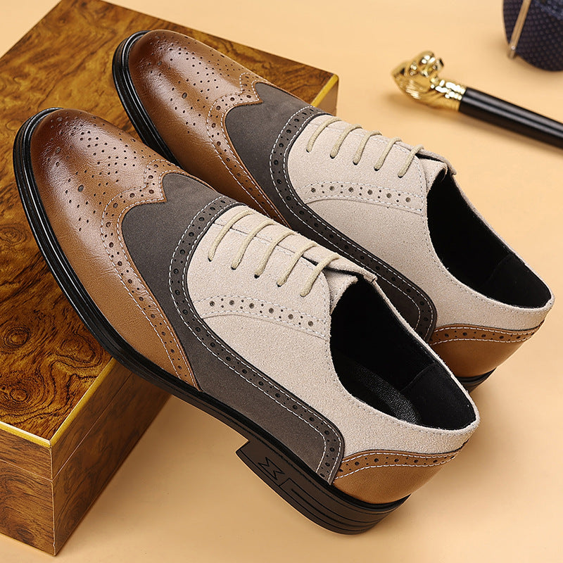 Plus Size Male Brogue Pointed Casual Leather Shoes