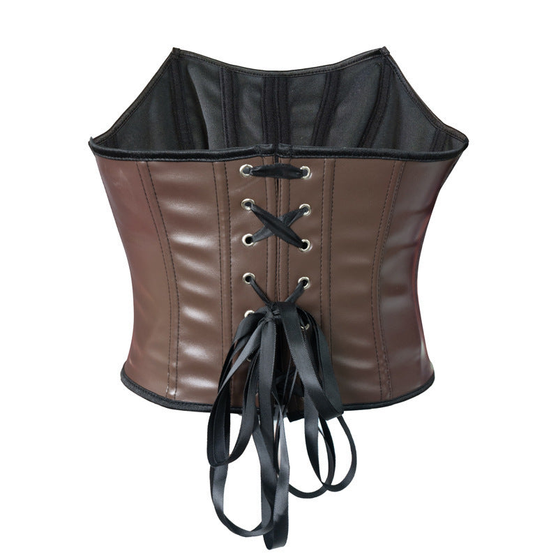Leather Shaping Chest-wrapped Off-shoulder Vest