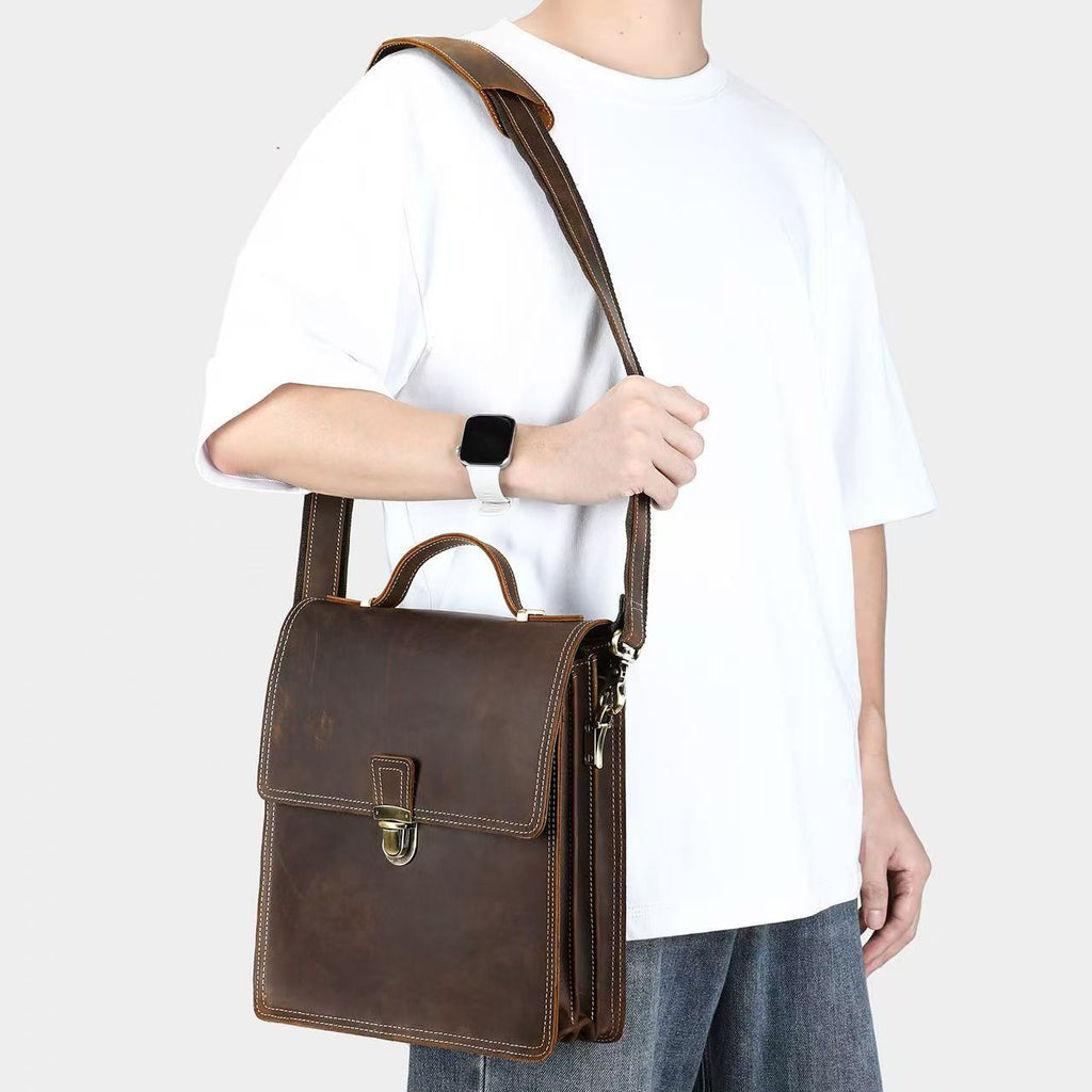 Men's Vertical Design Square Large Capacity Shoulder Messenger Bag