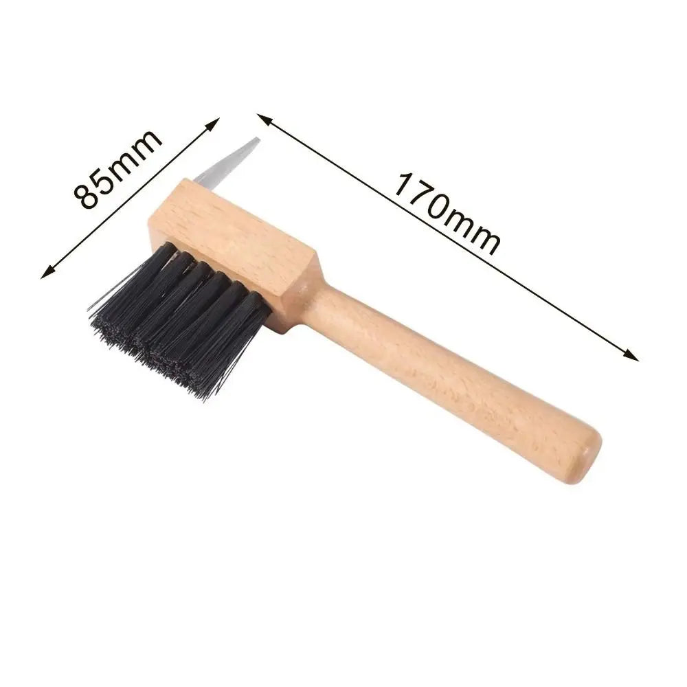 Wooden Handle Horses Hoof Pick Grooming Brush Farming Tools Hoof Cleaning Brush Stainless Steel Trimming Horses Grooming Pick
