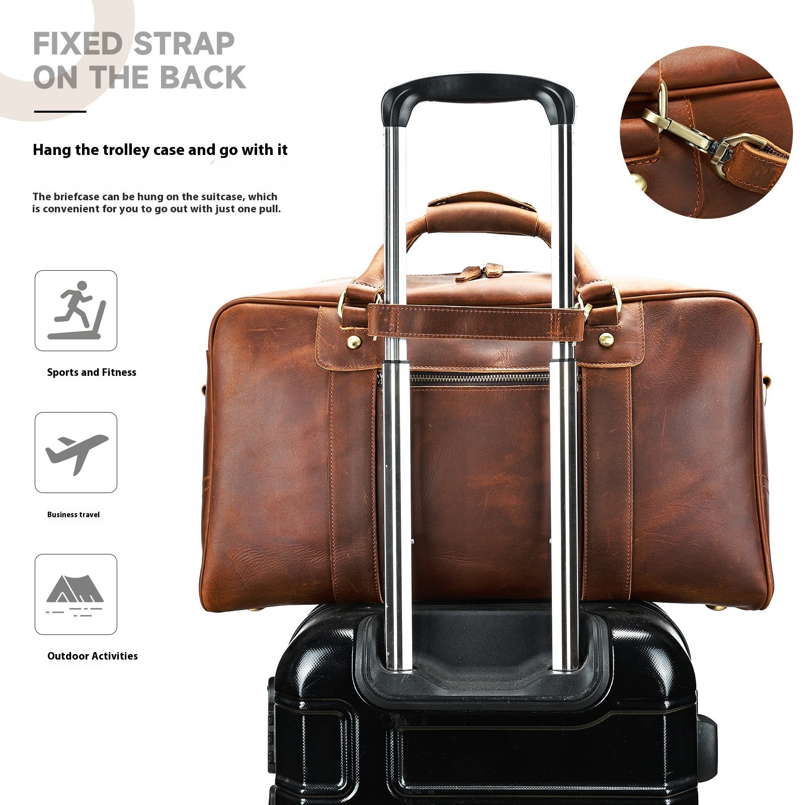 Retro Short-distance Travel Bag Genuine Leather Men