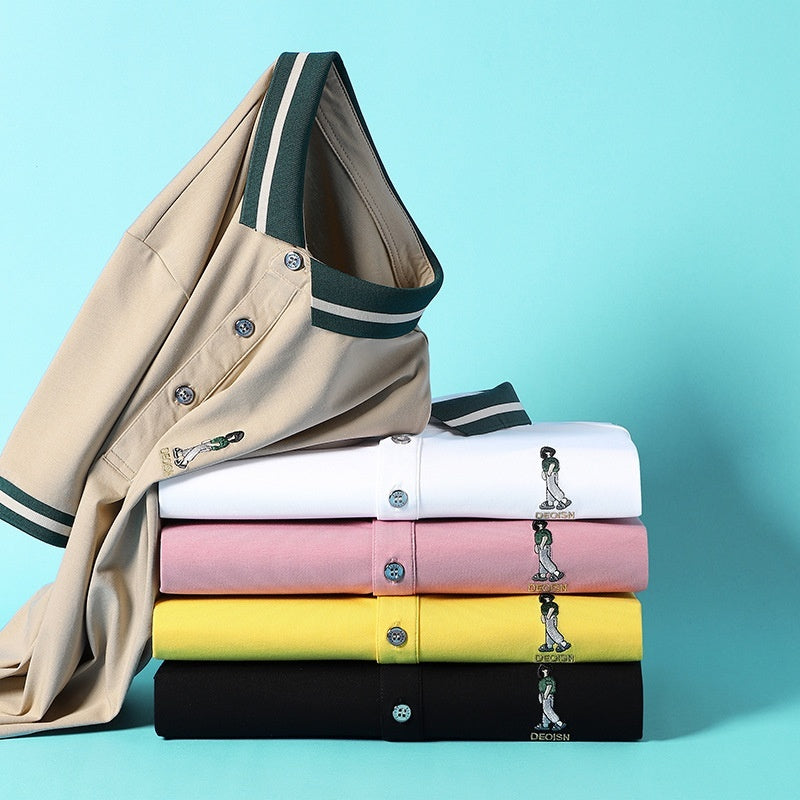 Short Sleeve Men's Lapels Fashion Brand Clothes