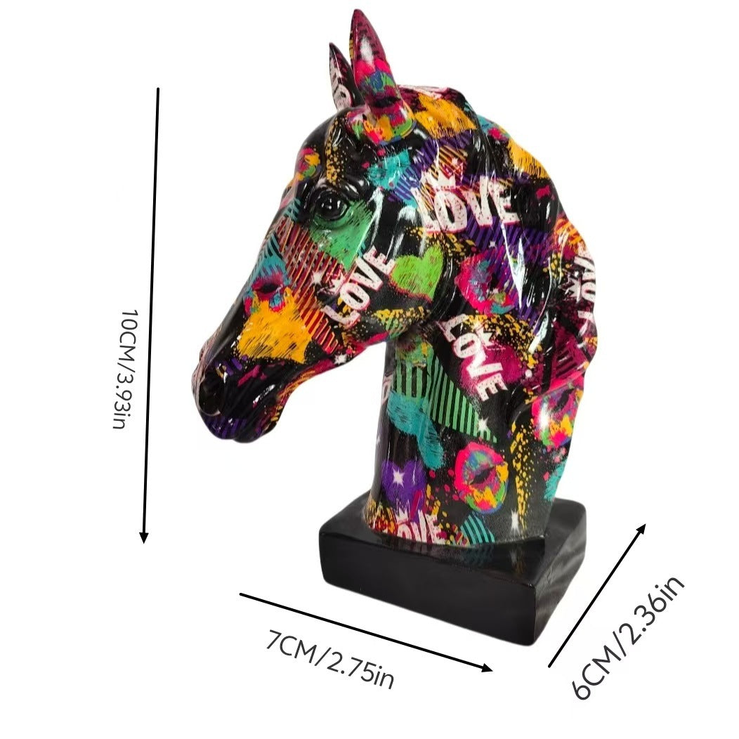 Colorful Colorful Graffiti Horse Head Home Decoration