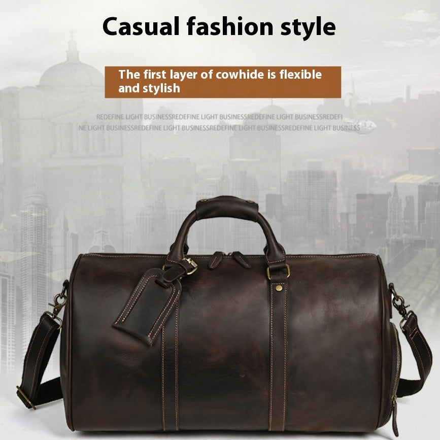 Men's Traveling Bag Leather Large Capacity Portable Messenger Bag