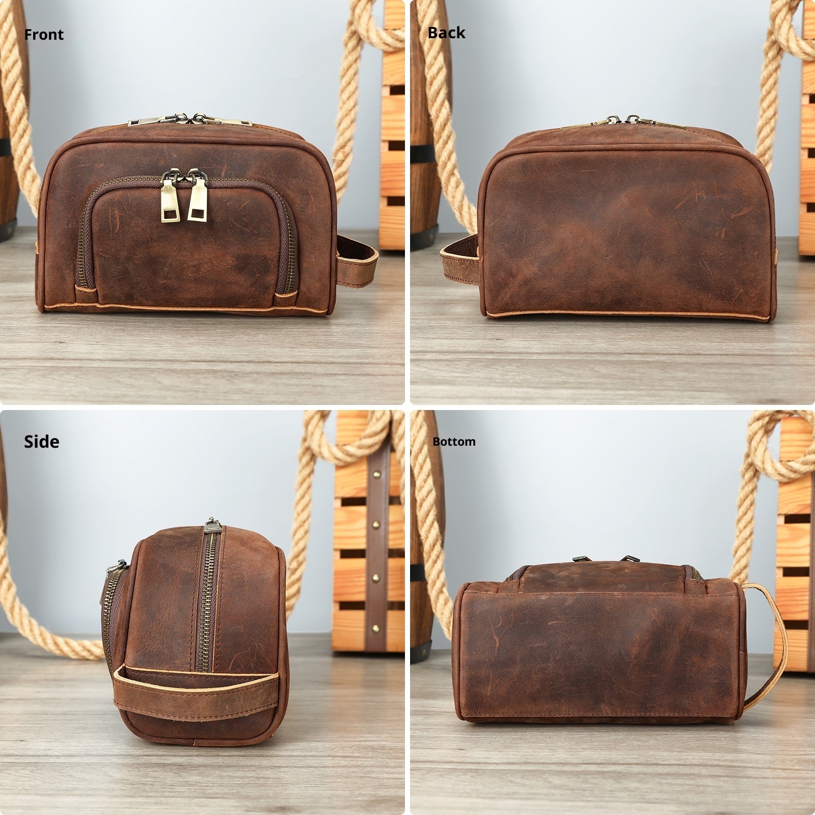 Crazy Horse Leather Retro Neutral Multifunctional Handbag