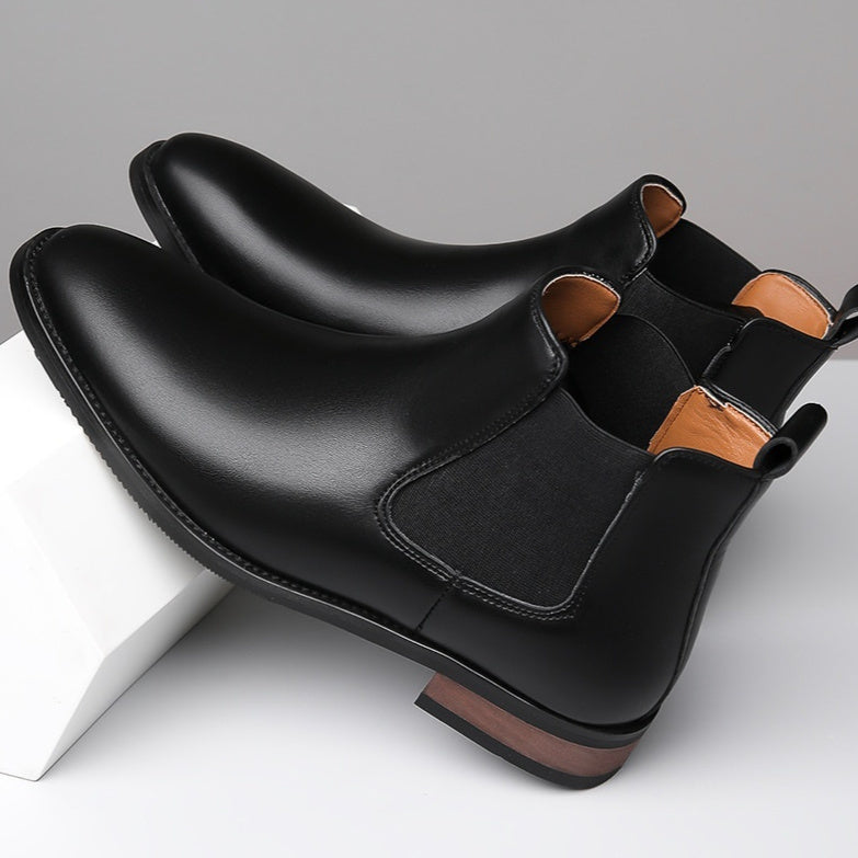 Chelsea Men's High-top Casual Business Wear Pointed Leather Boots